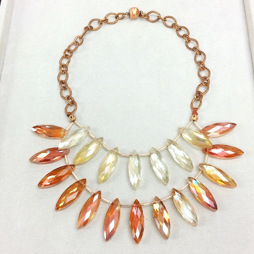 Chandelier Necklace with Teardrop Shaped Crystals